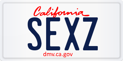 CA license plate SEXZ