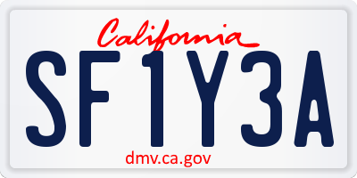 CA license plate SF1Y3A