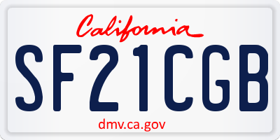 CA license plate SF21CGB