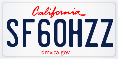 CA license plate SF60HZZ