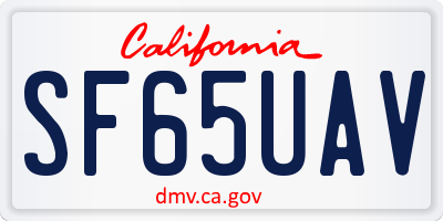 CA license plate SF65UAV