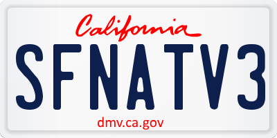 CA license plate SFNATV3