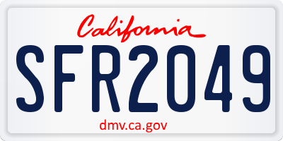 CA license plate SFR2049