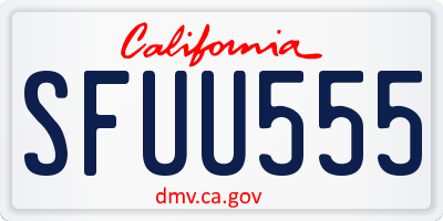 CA license plate SFUU555