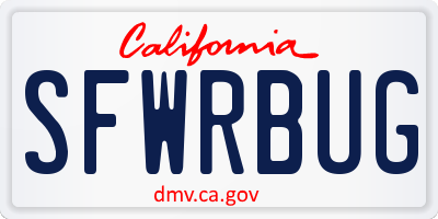 CA license plate SFWRBUG