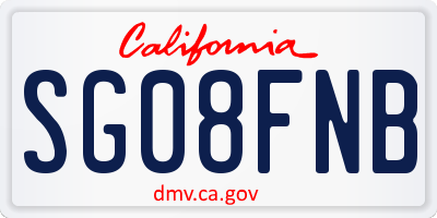 CA license plate SG08FNB