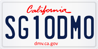 CA license plate SG10DMO