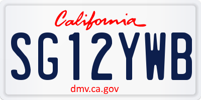 CA license plate SG12YWB