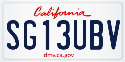 CA license plate SG13UBV