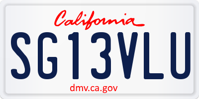 CA license plate SG13VLU