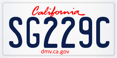 CA license plate SG229C