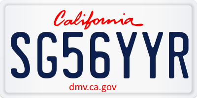 CA license plate SG56YYR