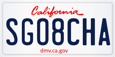 CA license plate SGO8CHA