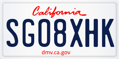 CA license plate SGO8XHK