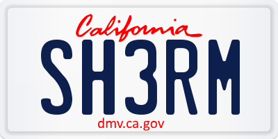 CA license plate SH3RM