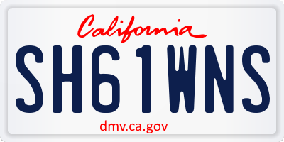 CA license plate SH61WNS