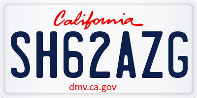 CA license plate SH62AZG