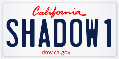 CA license plate SHADOW1