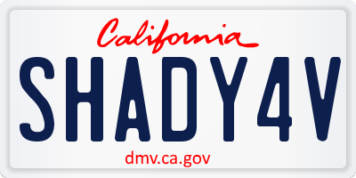 CA license plate SHADY4V