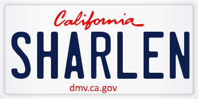 CA license plate SHARLEN