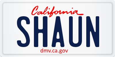 CA license plate SHAUN