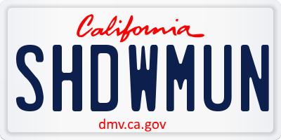 CA license plate SHDWMUN