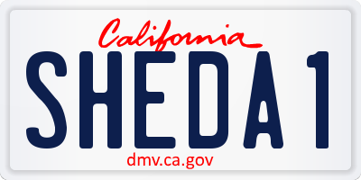 CA license plate SHEDA1