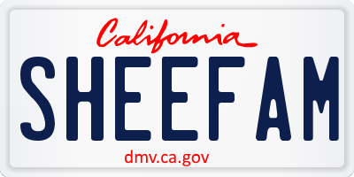 CA license plate SHEEFAM