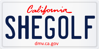 CA license plate SHEGOLF