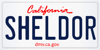 CA license plate SHELDOR