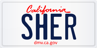 CA license plate SHER