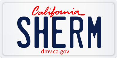 CA license plate SHERM