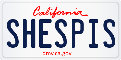 CA license plate SHESPIS