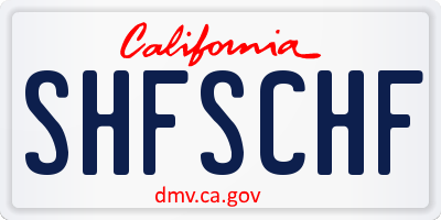 CA license plate SHFSCHF