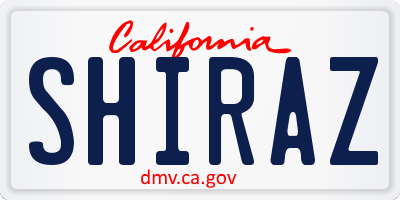 CA license plate SHIRAZ