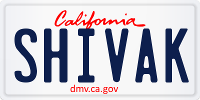 CA license plate SHIVAK