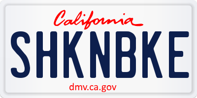 CA license plate SHKNBKE