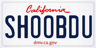 CA license plate SHOOBDU