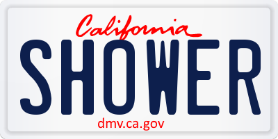 CA license plate SHOWER