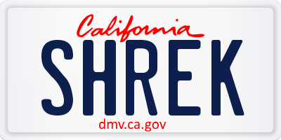 CA license plate SHREK