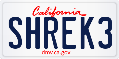 CA license plate SHREK3