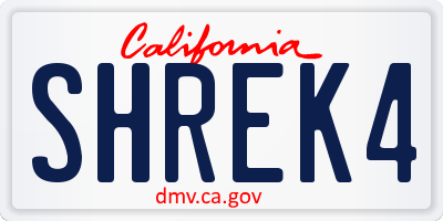 CA license plate SHREK4