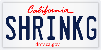 CA license plate SHRINKG