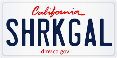 CA license plate SHRKGAL