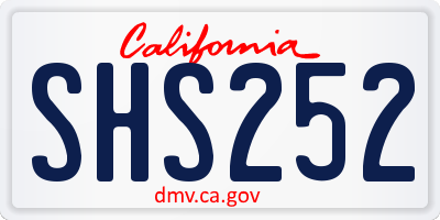 CA license plate SHS252