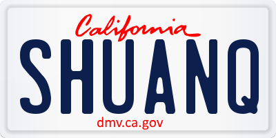 CA license plate SHUANQ