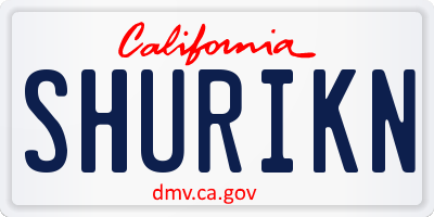 CA license plate SHURIKN