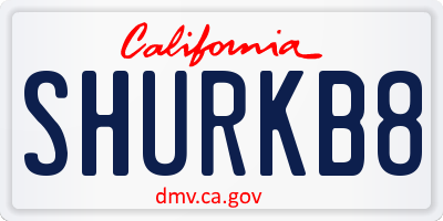 CA license plate SHURKB8