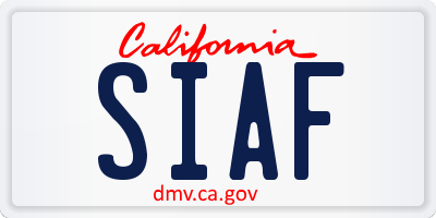 CA license plate SIAF