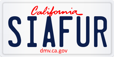 CA license plate SIAFUR